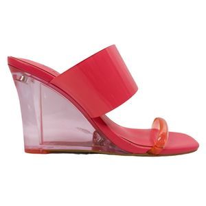 Deltan Emmie Clear Vinyl Wedge Dress Sandals - Size 7